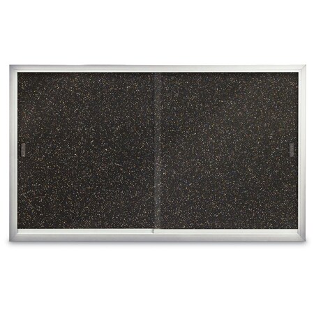 United Visual Products Sliding Door Indoor Enclosed Corkboard, 7 UV9027ACS-GOLD-BLACK